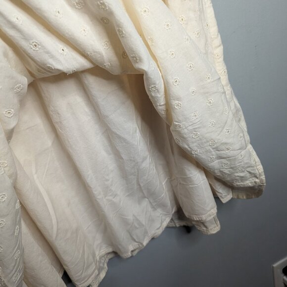 NWT Old Navy Womens XXL Cap Mini Dress Ivory Cottagecore Boho Ruffle Eyelet NEW - Picture 2 of 7